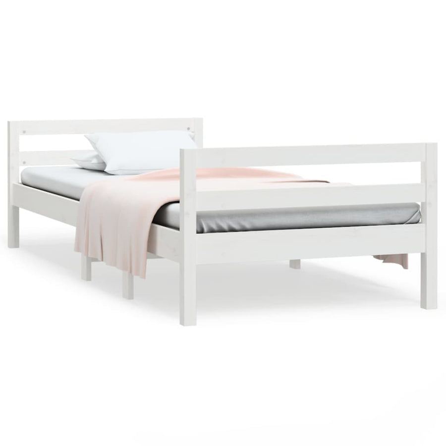 Bedframe Massief Grenenhout 80 x 200 cm Wit