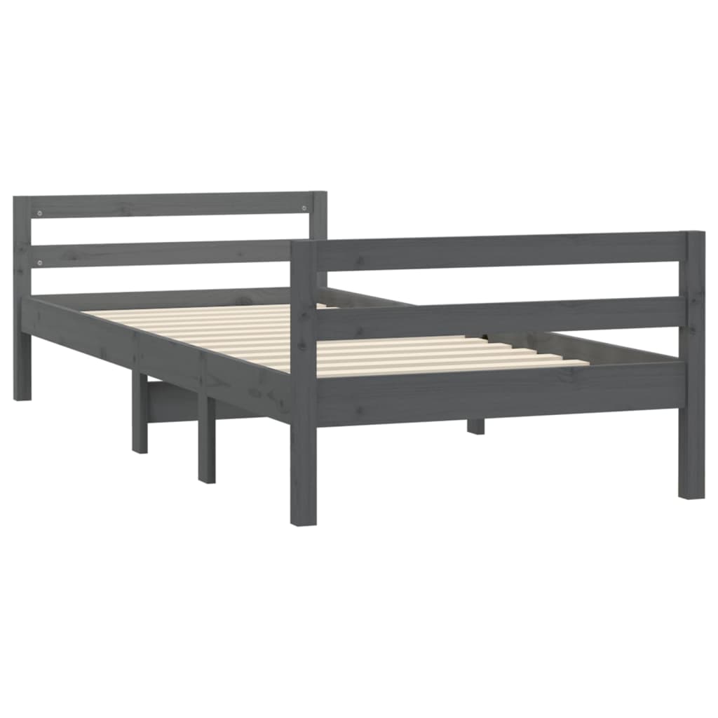 Bedframe massief grenenhout grijs 80x200 cm