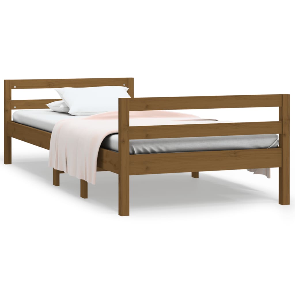 Bedframe massief grenenhout honingbruin 80x200 cm