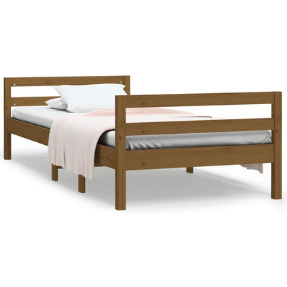 Bedframe massief grenenhout honingbruin 80x200 cm