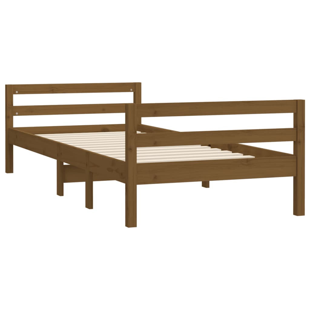 Bedframe massief grenenhout honingbruin 80x200 cm