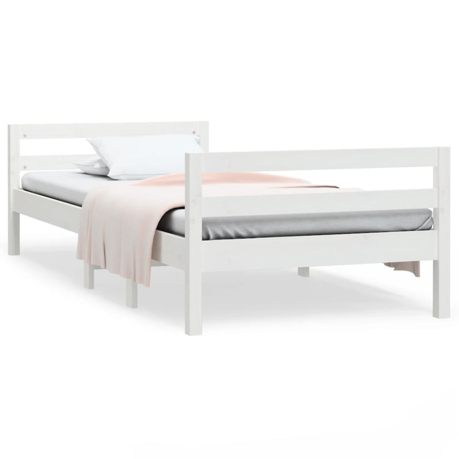 Bedframe Massief Grenenhout 90 x 190 cm Wit