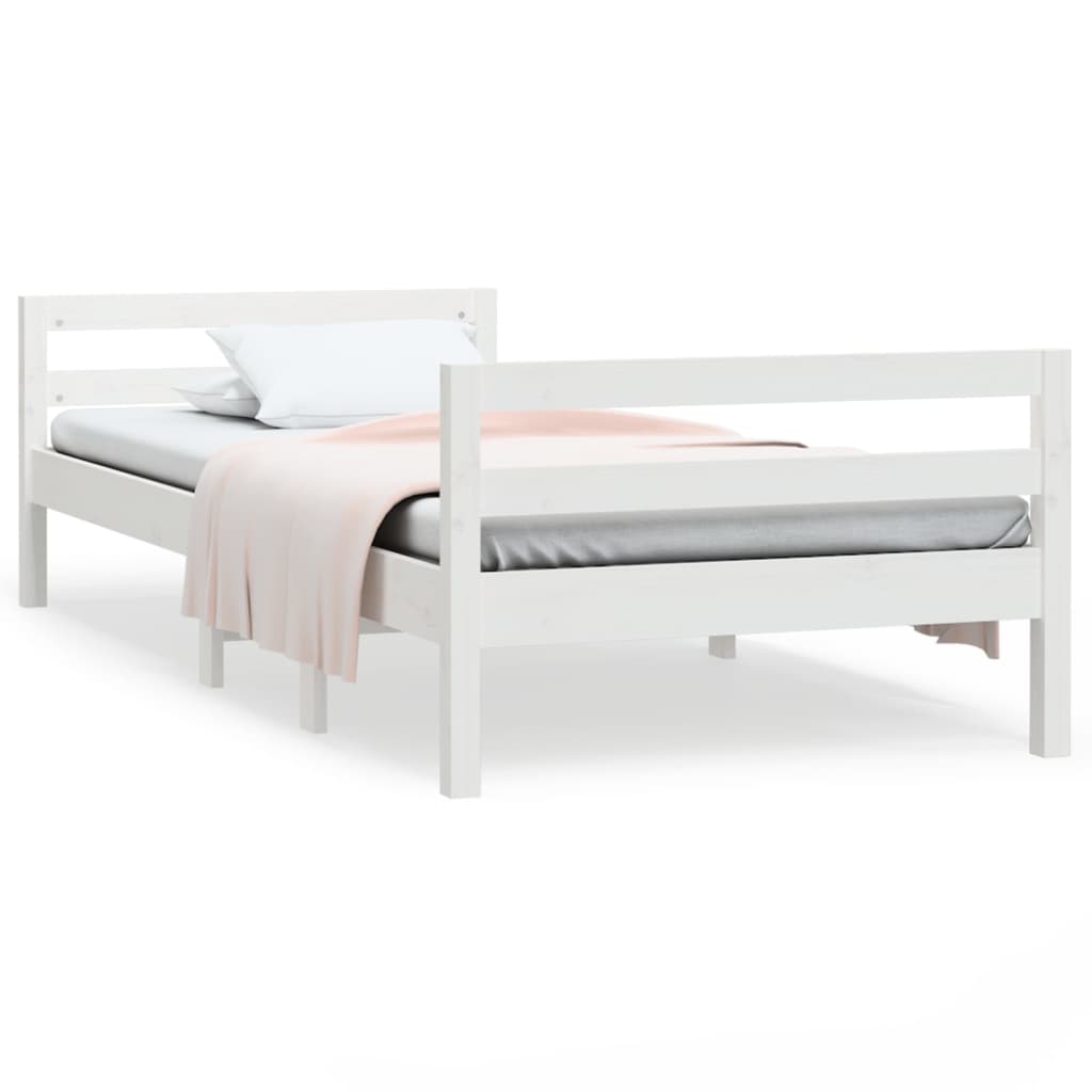 Bedframe Massief Grenenhout 75 x 190 cm Wit
