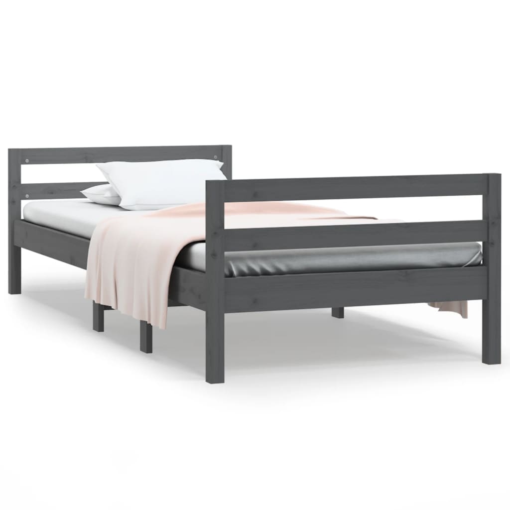 Bedframe Massief Grenenhout 75 x 190 cm Grijs