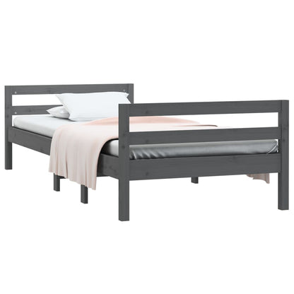 Bedframe Massief Grenenhout 75 x 190 cm Grijs