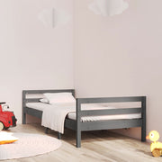 Bedframe 75x190 cm massief grenenhout grijs
