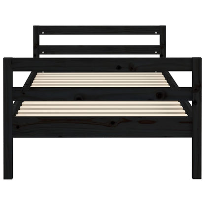 Bedframe Massief Grenenhout 75 x 190 cm Zwart