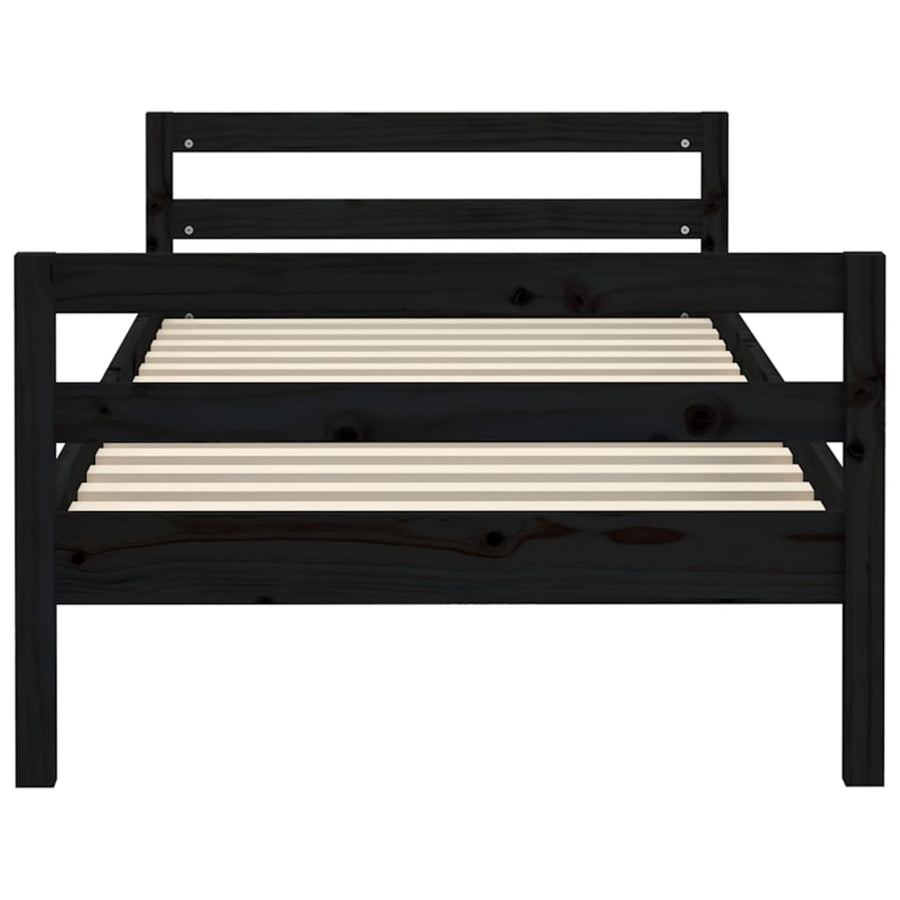 Bedframe Massief Grenenhout 75 x 190 cm Zwart