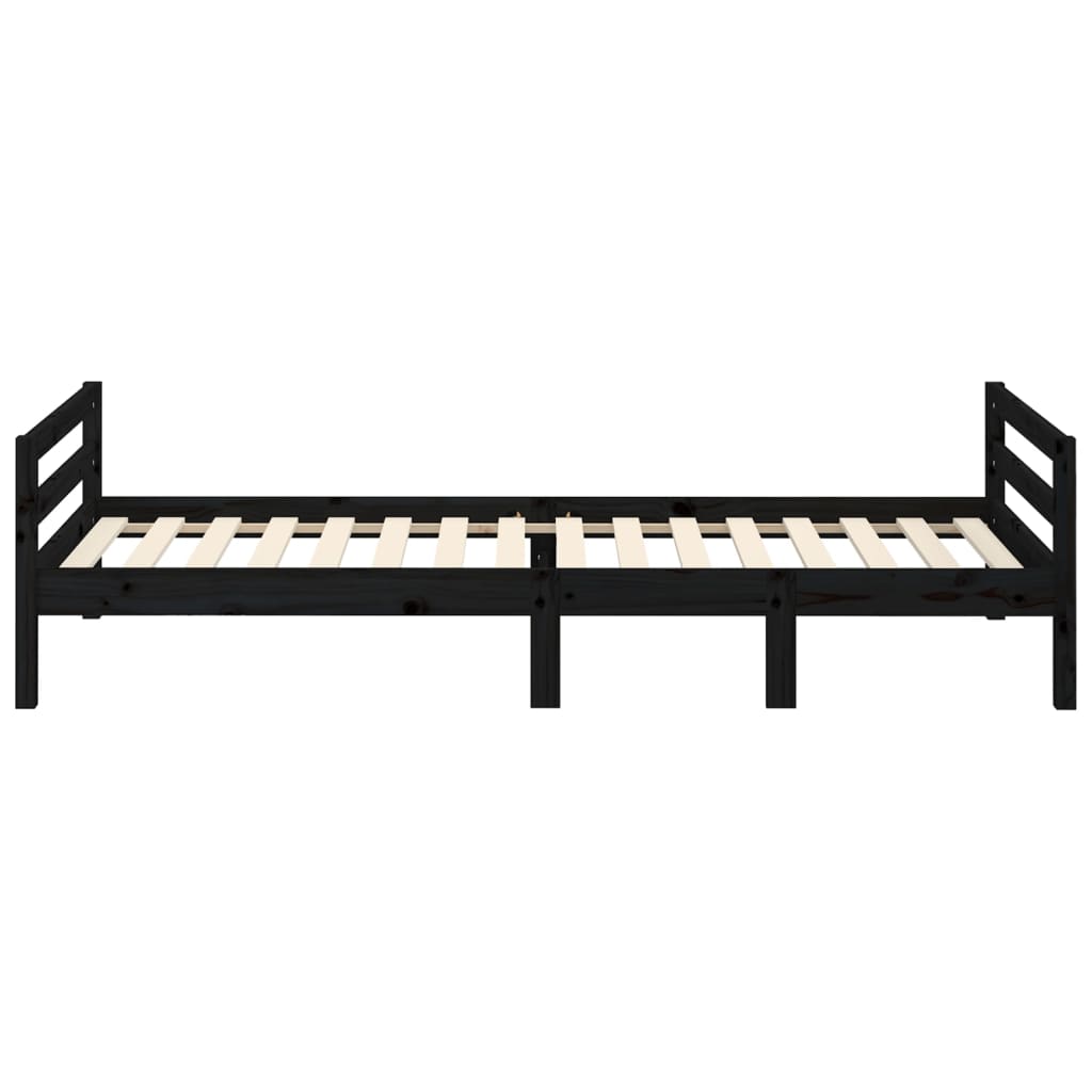Bedframe Massief Grenenhout 75 x 190 cm Zwart