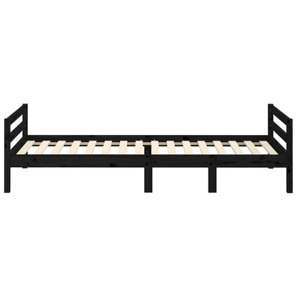 Bedframe Massief Grenenhout 75 x 190 cm Zwart