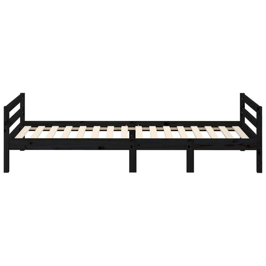 Bedframe Massief Grenenhout 75 x 190 cm Zwart
