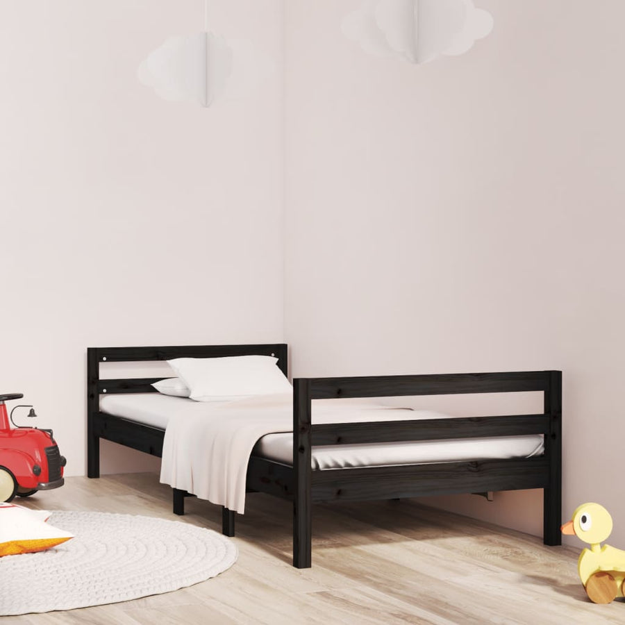 Bedframe Massief Grenenhout 75 x 190 cm Zwart