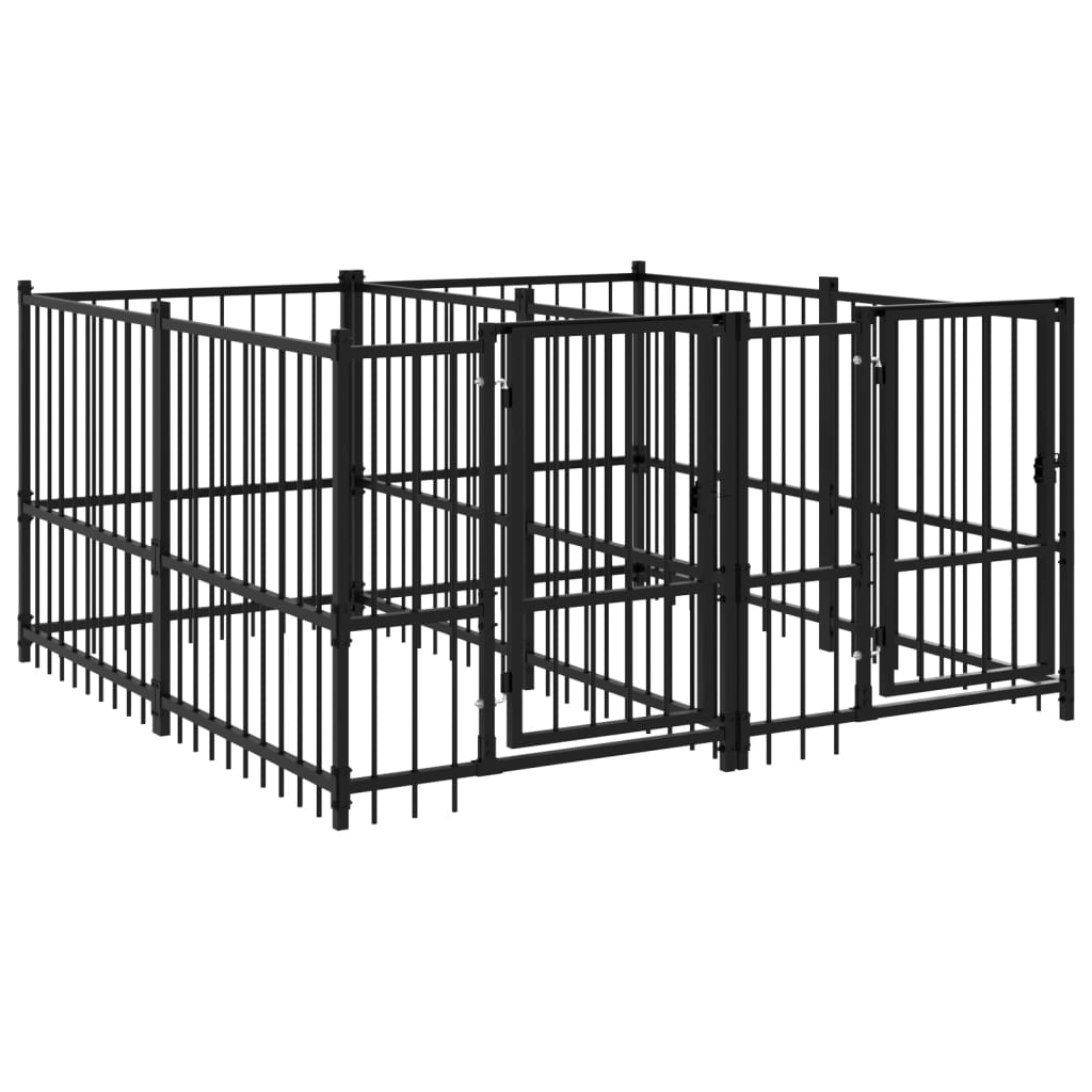 Hondenkennel Voor Buiten 3,75 M² Staal 194 x 193.5 x 100 cm