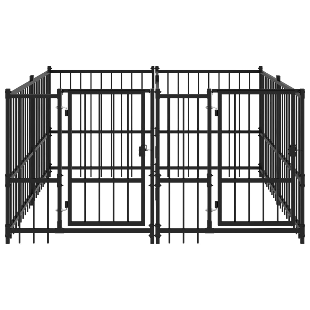 Hondenkennel Voor Buiten 3,75 M² Staal 194 x 193.5 x 100 cm