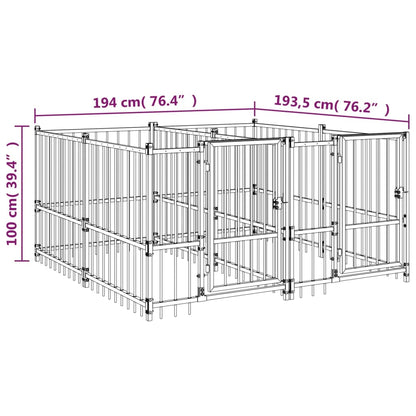 Hondenkennel Voor Buiten 3,75 M² Staal 194 x 193.5 x 100 cm