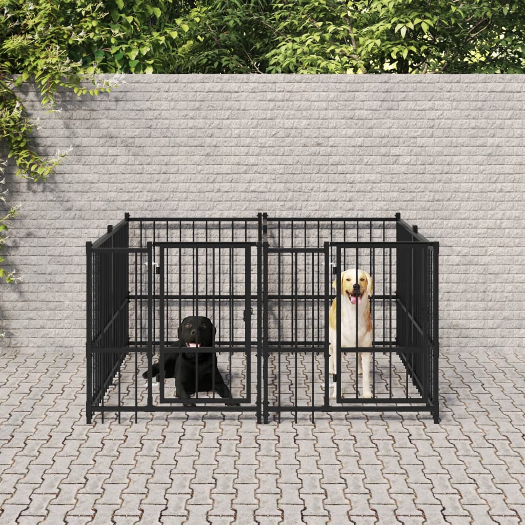 Hondenkennel Voor Buiten 3,75 M² Staal 194 x 193.5 x 100 cm