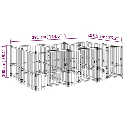 Hondenkennel Voor Buiten 5,63 M² Staal 291 x 193.5 x 100 cm
