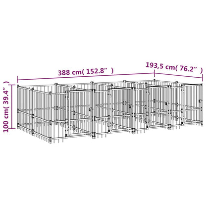 Hondenkennel Voor Buiten 7,51 M² Staal 388 x 193.5 x 100 cm