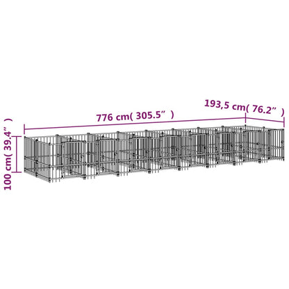 Hondenkennel Voor Buiten 15,02 M² Staal 776 x 193.5 x 100 cm