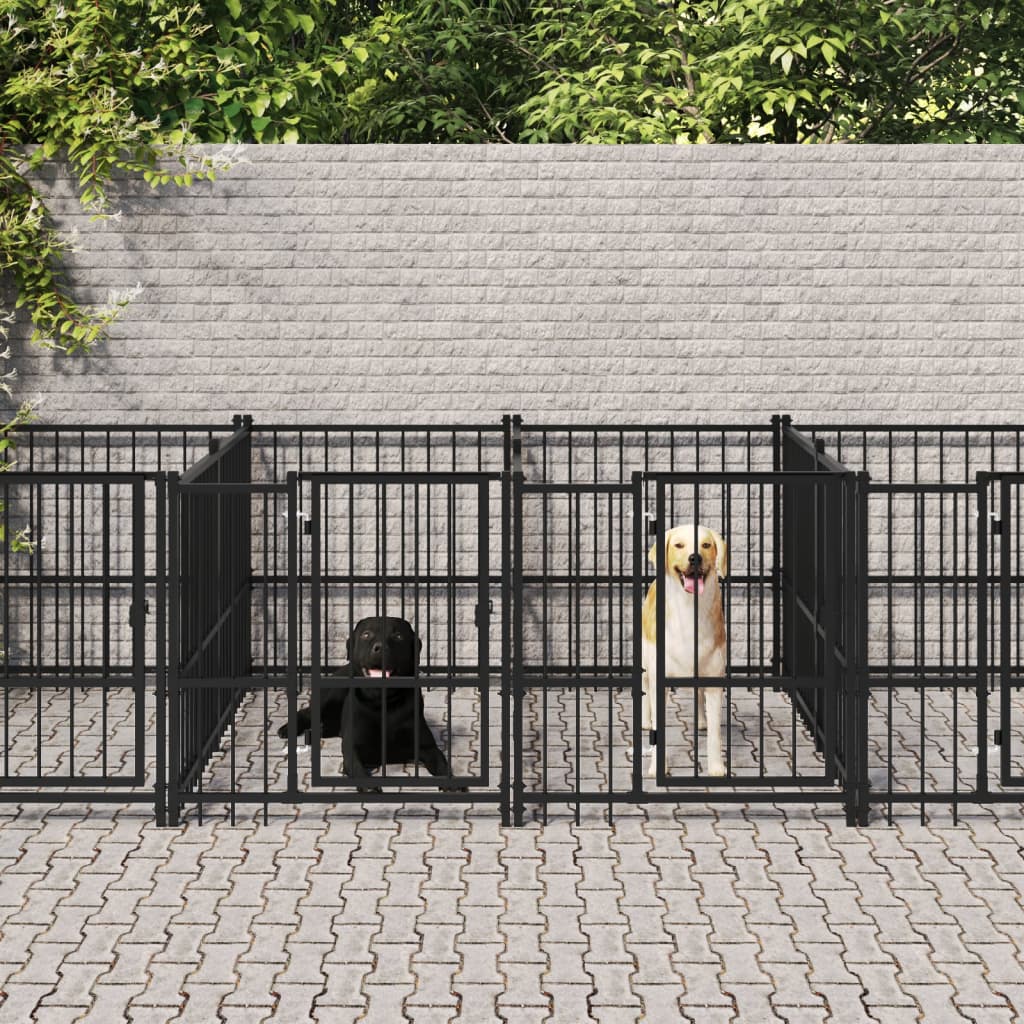 Hondenkennel Voor Buiten 15,02 M² Staal 776 x 193.5 x 100 cm