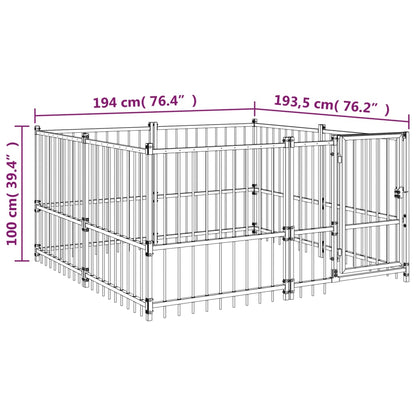 Hondenkennel Voor Buiten 3,75 M² Staal 194 x 193.5 x 100 cm