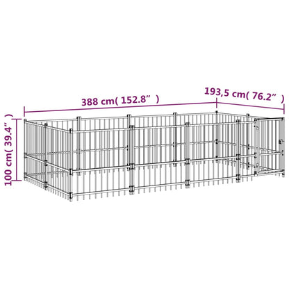 Hondenkennel Voor Buiten 7,51 M² Staal 388 x 193.5 x 100 cm