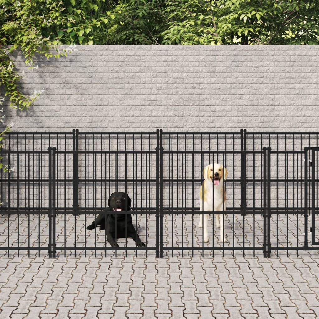 Hondenkennel Voor Buiten 7,51 M² Staal 388 x 193.5 x 100 cm