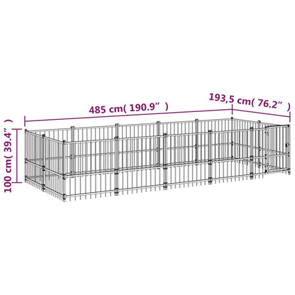 Hondenkenne 9,38 M² Staal 485 x 193.5 x 100 cm