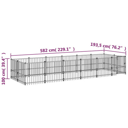 Hondenkennel Voor Buiten 11,26 M² Staal 582 x 193.5 x 100 cm