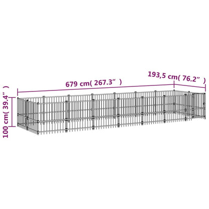 Hondenkennel Voor Buiten 13,14 M² Staal 679 x 193.5 x 100 cm