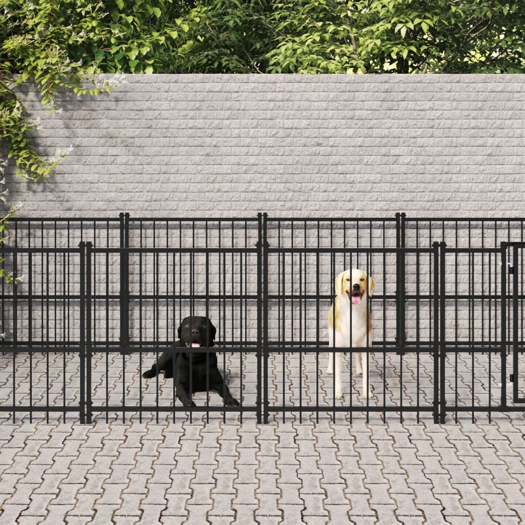 Hondenkennel Voor Buiten 16,89 M² Staal 873 x 193.5 x 100 cm