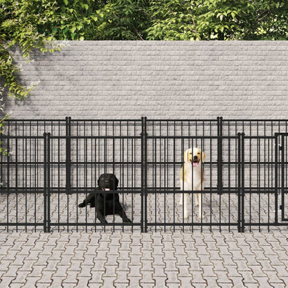 Hondenkennel Voor Buiten 16,89 M² Staal 873 x 193.5 x 100 cm