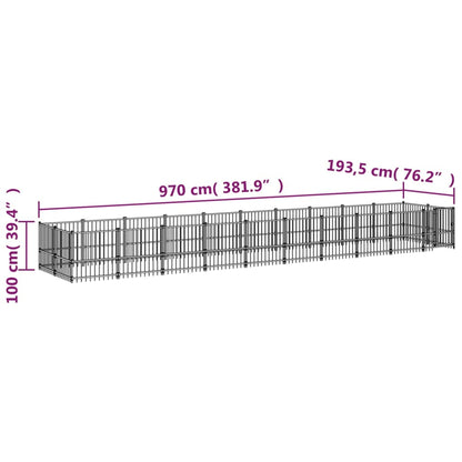 Hondenkennel Voor Buiten 18,77 M² Staal 970 x 193.5 x 100 cm