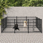 Hondenkennel buiten 291x291x100 cm staal zwart