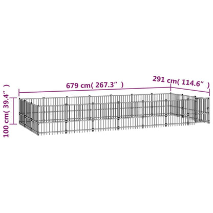 Hondenkennel Voor Buiten 19,76 M² Staal 679 x 291 x 100 cm