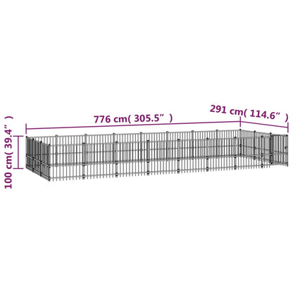 Hondenkennel Voor Buiten 22,58 M² Staal 776 x 291 x 100 cm