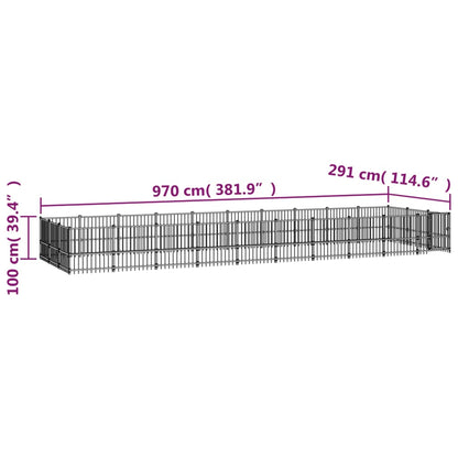 Hondenkennel Voor Buiten 28,23 M² Staal 970 x 291 x 100 cm