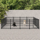 Hondenkennel buiten 388x388x100 cm staal zwart