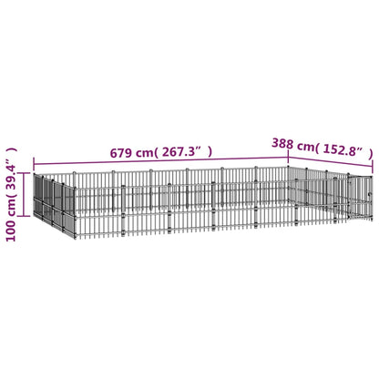 Hondenkennel Voor Buiten 26,35 M² Staal 679 x 388 x 100 cm