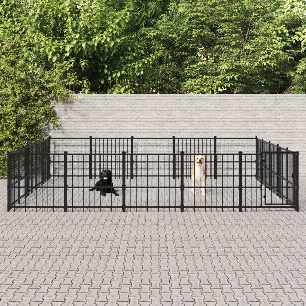 Hondenkennel Voor Buiten 23,52 M² Staal 485 x 485 x 100 cm