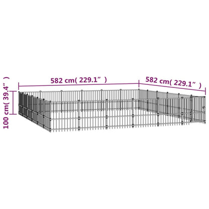 Hondenkennel Voor Buiten 33,87 M² Staal 582 x 582 x 100 cm