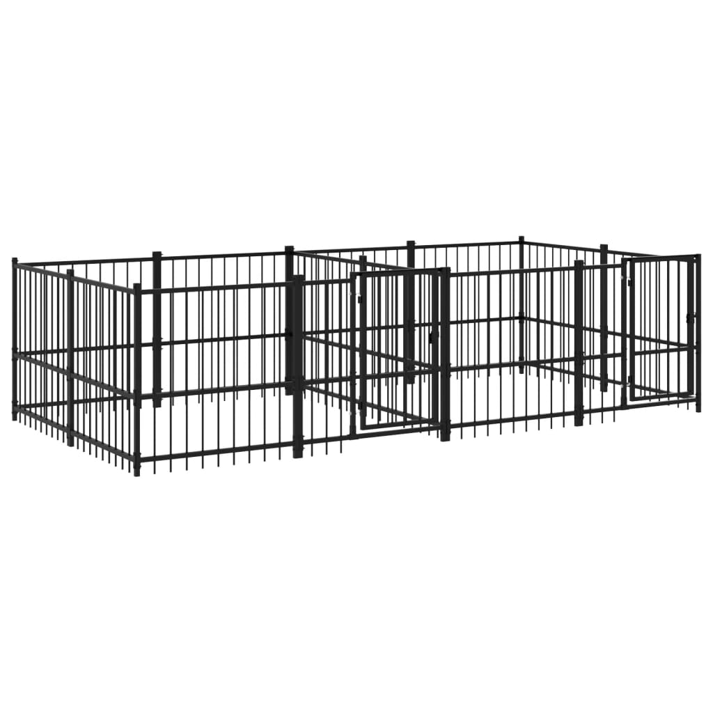Hondenkennel Voor Buiten 7,51 M² Staal 388 x 193.5 x 100 cm