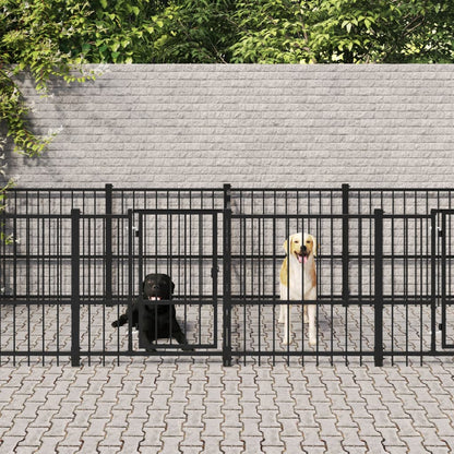 Hondenkennel Voor Buiten 7,51 M² Staal 388 x 193.5 x 100 cm