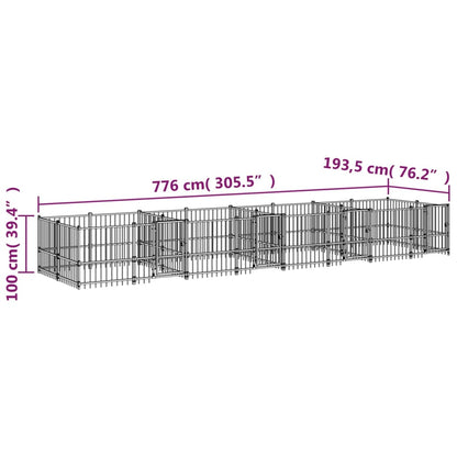Hondenkennel Voor Buiten 15,02 M² Staal 776 x 193.5 x 100 cm