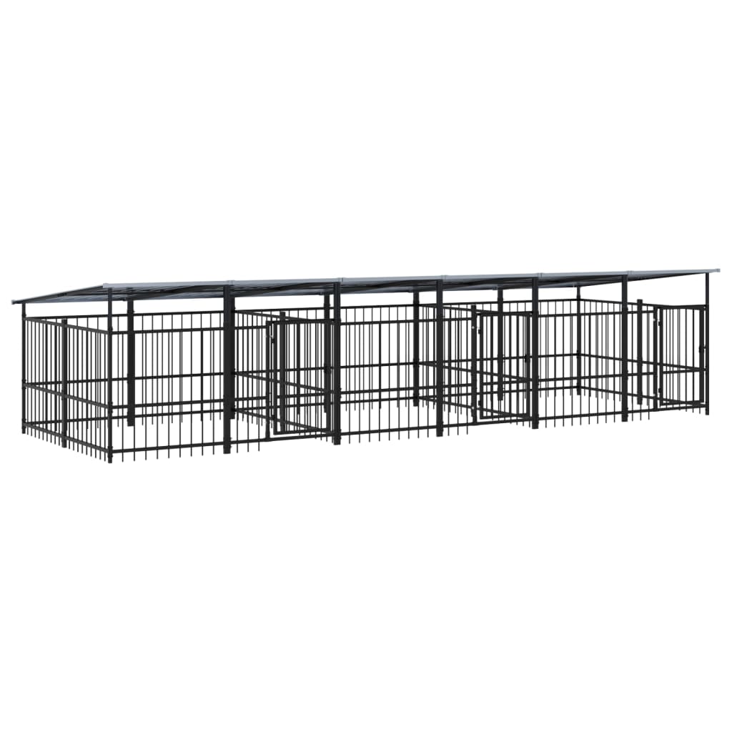 Hondenkennel Met Dak 11,26 M² Staal 588 x 198 x 128 cm