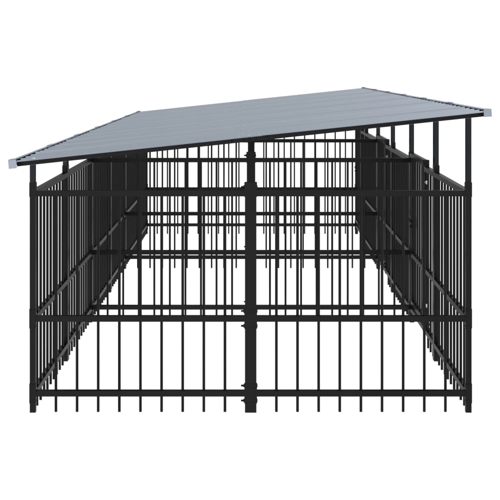 Hondenkennel Met Dak 11,26 M² Staal 588 x 198 x 128 cm
