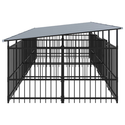Hondenkennel Met Dak 11,26 M² Staal 588 x 198 x 128 cm