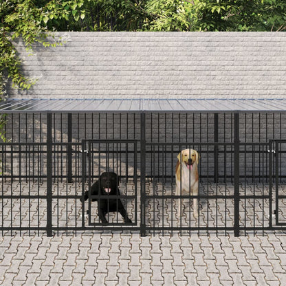 Hondenkennel Met Dak 11,26 M² Staal 588 x 198 x 128 cm