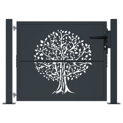 Poort 105x80 cm met boomontwerp staal antracietkleurig