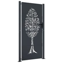 Poort 105X180 Cm Met Boomontwerp Staal Antracietkleurig